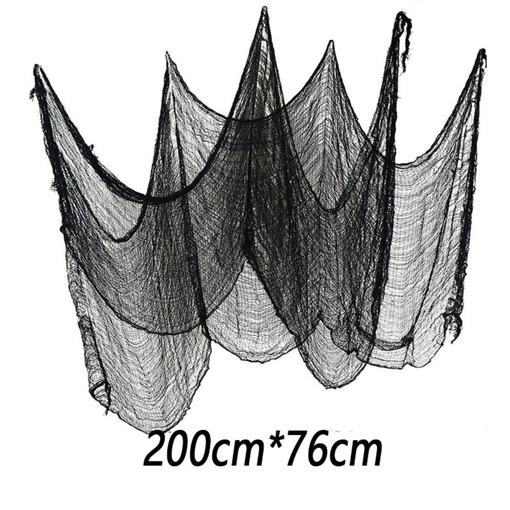 Tissu effrayant pour décoration d'Halloween, accessoire de scène de fête effrayante, maison d'horreur, fenêtre, table, porte, filet, gaze de fil noir et blanc
