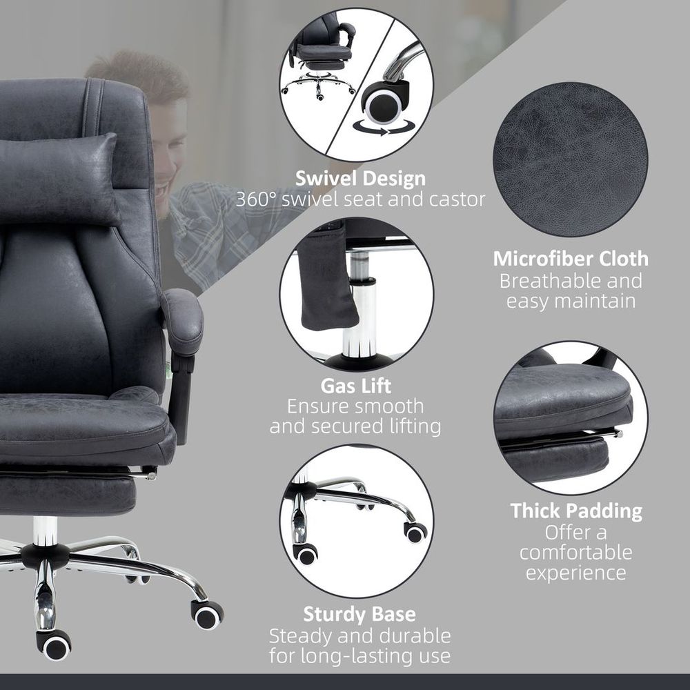 Chaise de bureau de massage à dossier haut Vinsetto avec appui-tête à points de vibration et télécommande