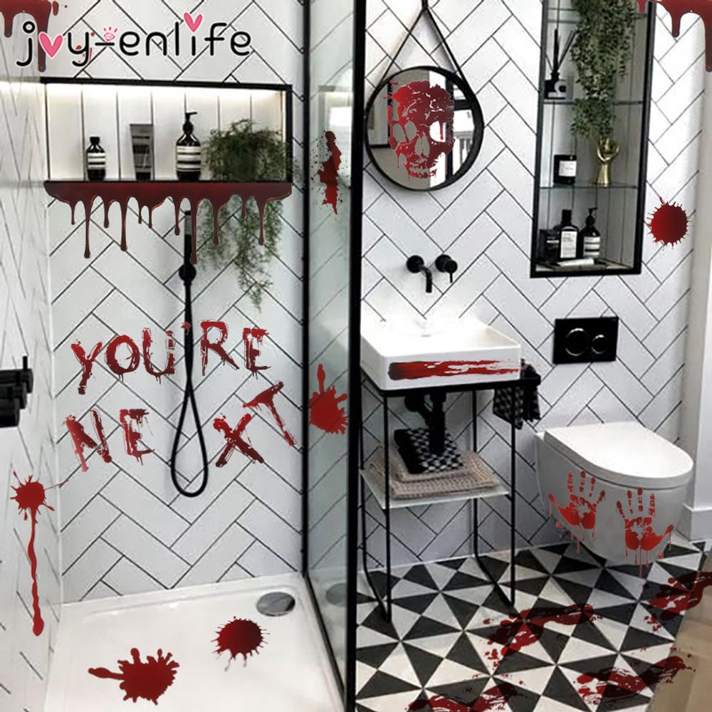 Autocollants d'Halloween pour mur, fenêtre, réfrigérateur, décoration d'Halloween, fournitures de fête, accessoires d'horreur et d'effroi pour Halloween