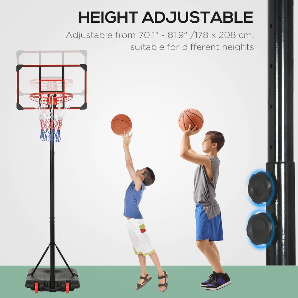Panier de basket-ball réglable et support pour enfants SPORTNOW avec roulettes, 1,8 à 2 m