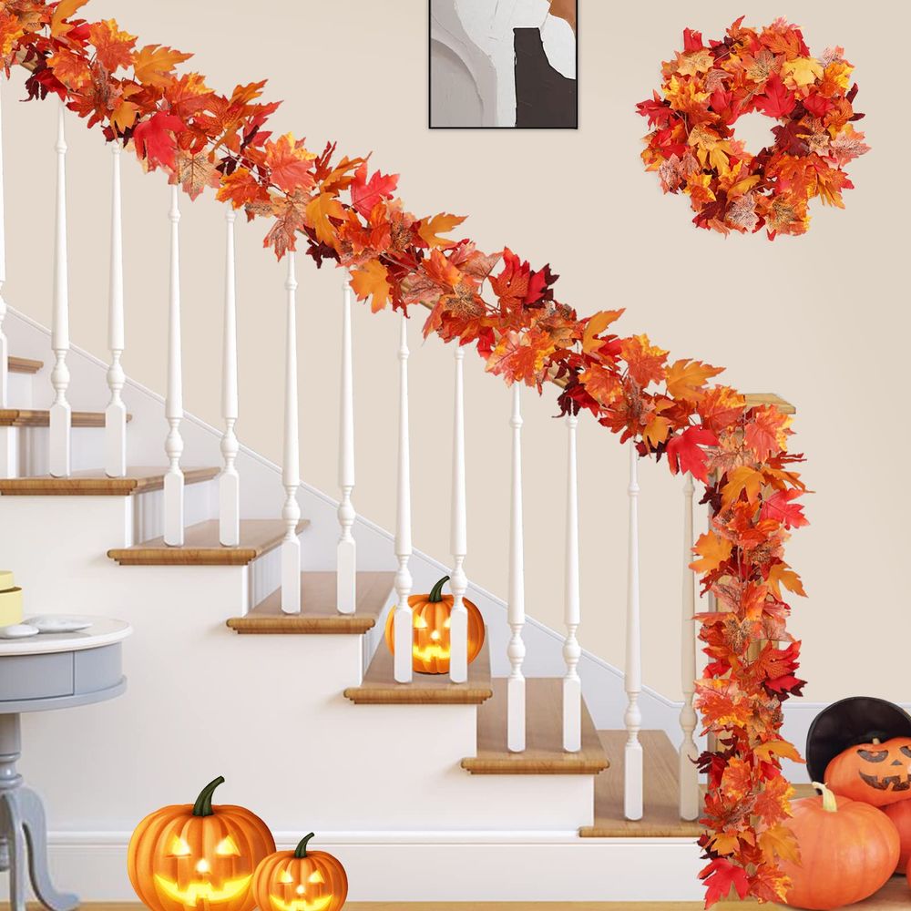 Artificial Fall Maple Leaf Garland Autumn Decor Leaves