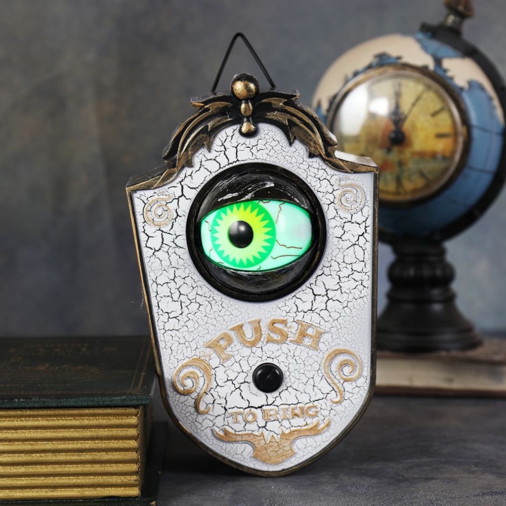 Décoration d'Halloween Sonnette à un œil Accessoires d'horreur Jour des fantômes Maison lumineuse Suspendue Sonnette de porte à globe oculaire lumineuse électrique