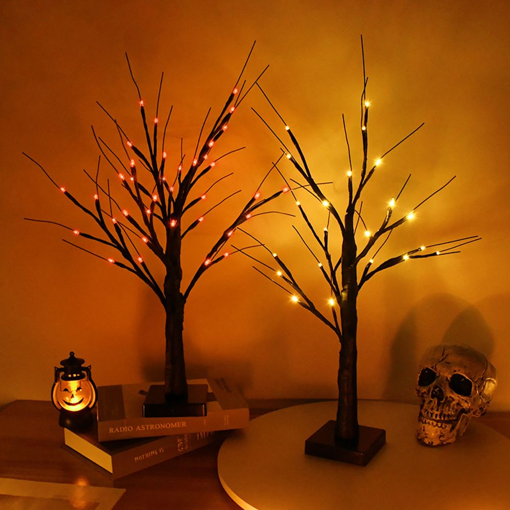 Décoration d'Halloween LED bouleau arbre lumière Halloween fête ornements suspendus décorations d'arbre pour la maison table enfants cadeau lampe de Noël