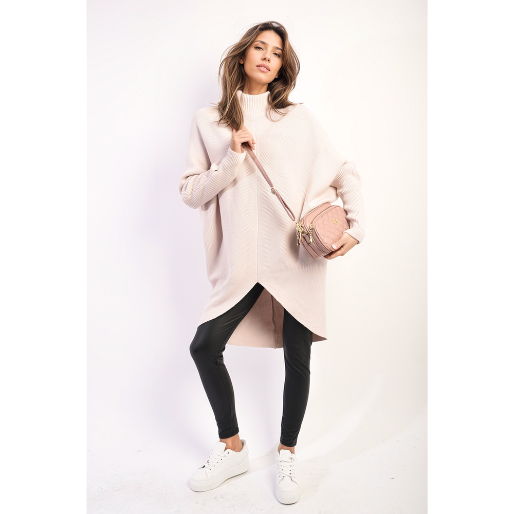 Pull long en maille à col roulé