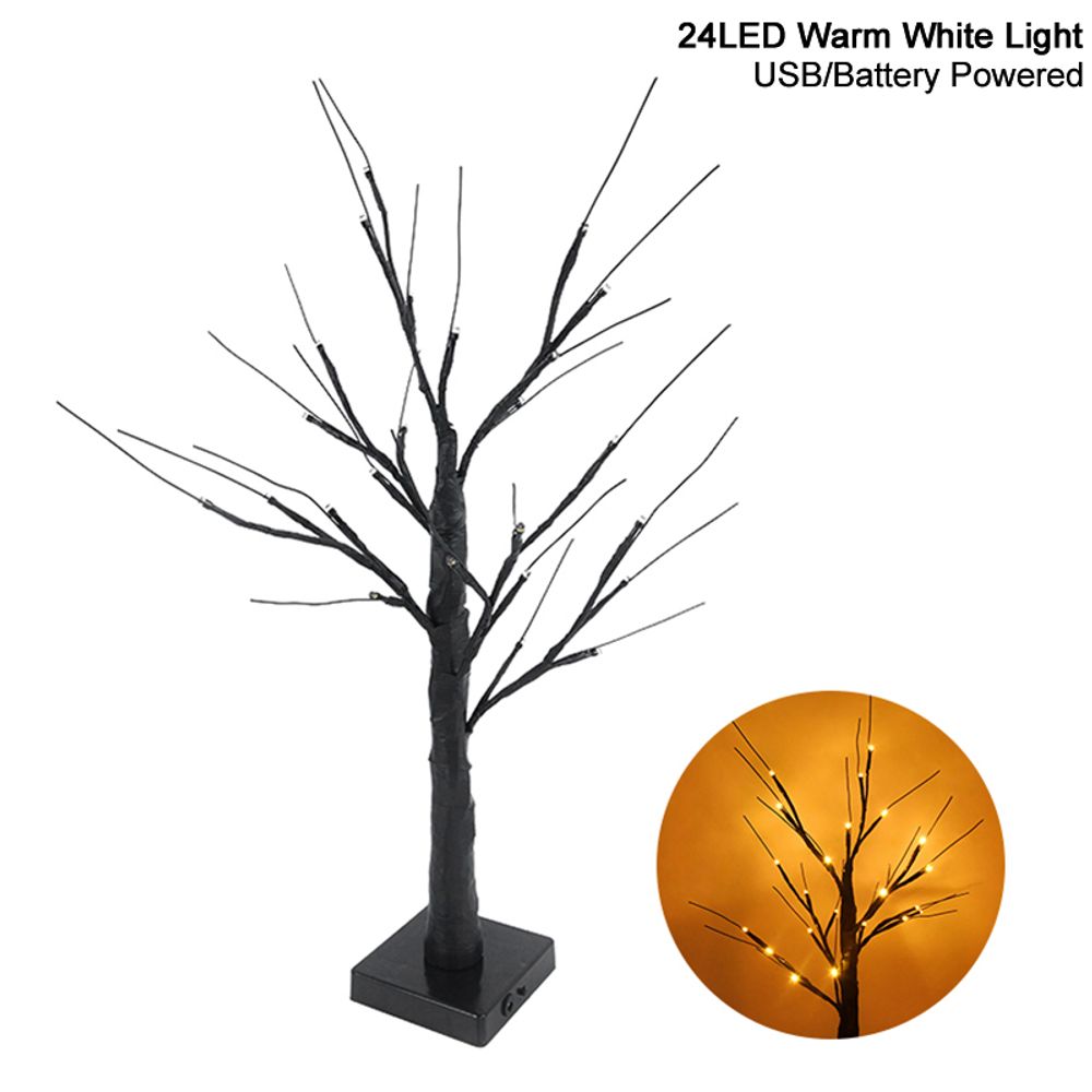 Décoration d'Halloween LED bouleau arbre lumière Halloween fête ornements suspendus décorations d'arbre pour la maison table enfants cadeau lampe de Noël