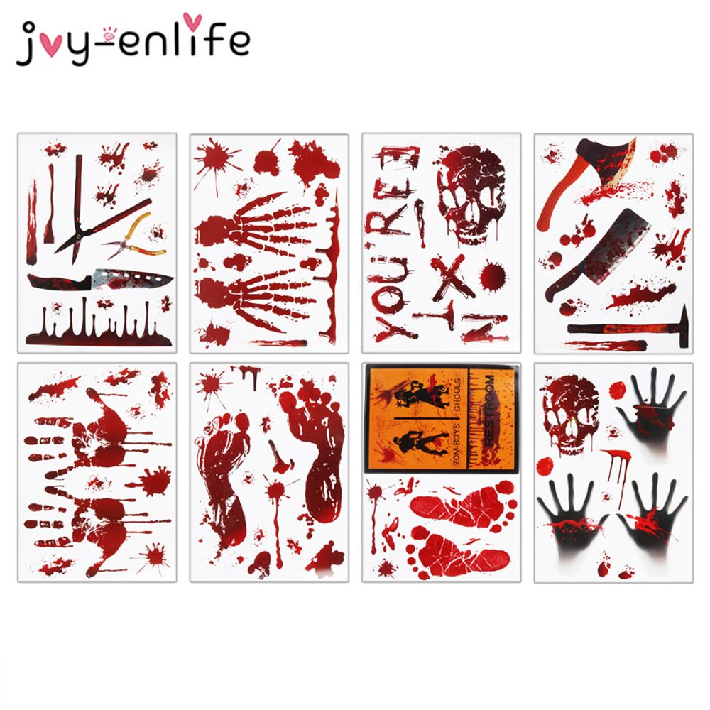 Autocollants d'Halloween pour mur, fenêtre, réfrigérateur, décoration d'Halloween, fournitures de fête, accessoires d'horreur et d'effroi pour Halloween