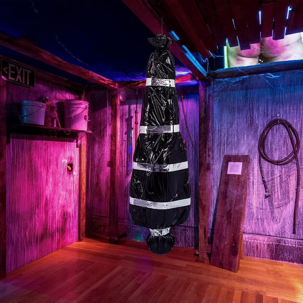 Accessoires de victimes mortes d'Halloween, faux cadavres sanglants d'horreur en plein air, décorations suspendues pour maison hantée, décorations d'horreur d'Halloween