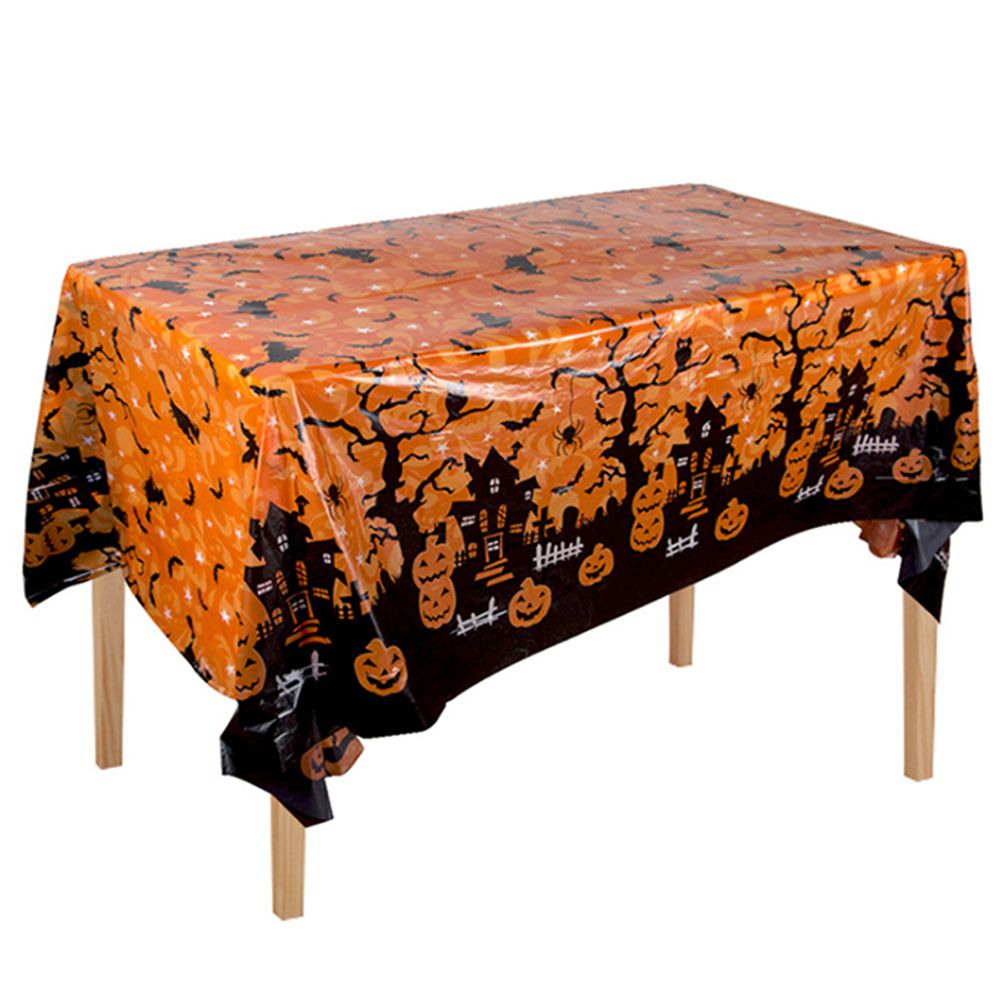 Nappe d'Halloween Citrouille Automne Crâne Imprimé Plastique Patchwork Couture Robe Rideau Fournitures De Vacances Décoration d'Halloween