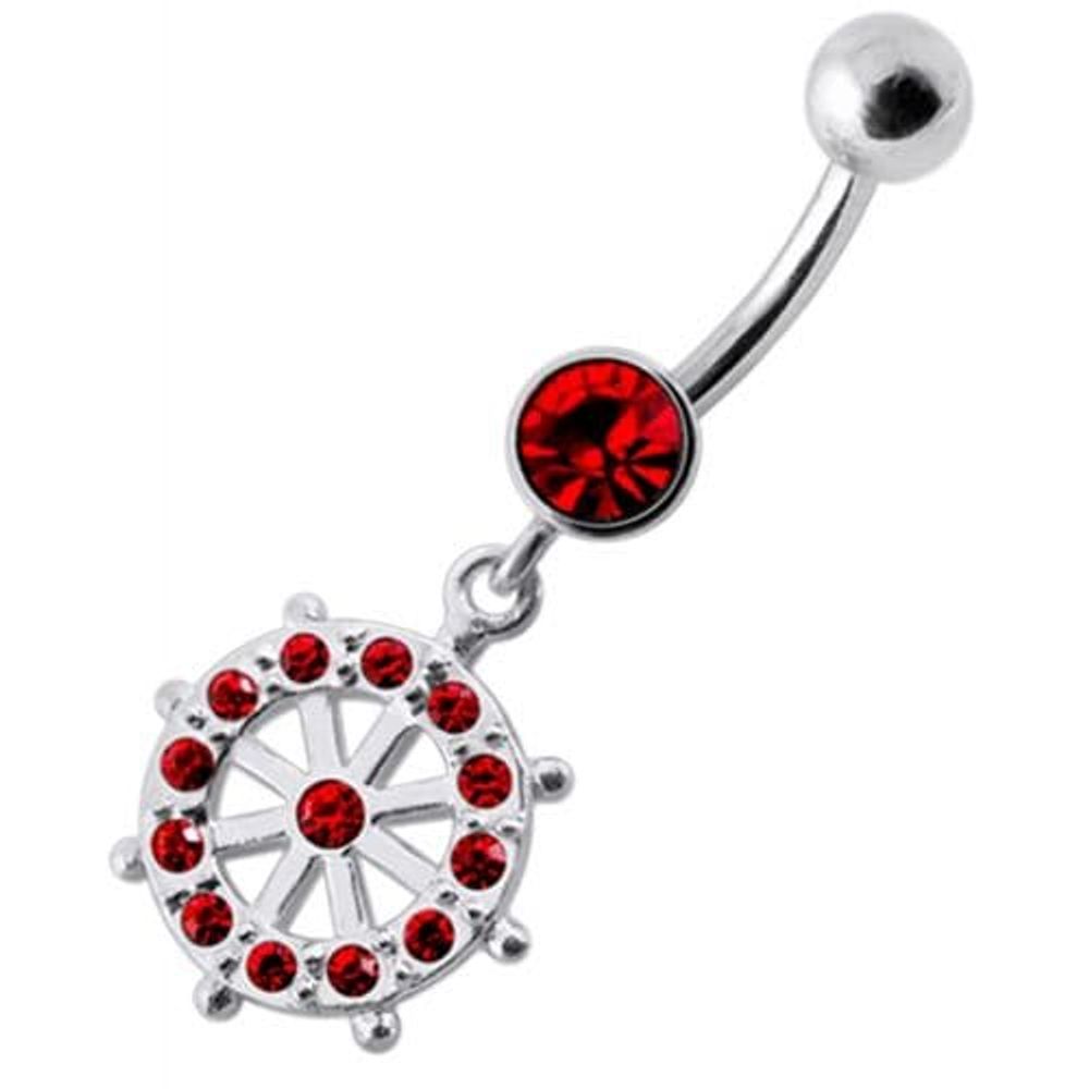 Fancy CZ Jeweled Circle of Life Dangling Navel Belly Ring