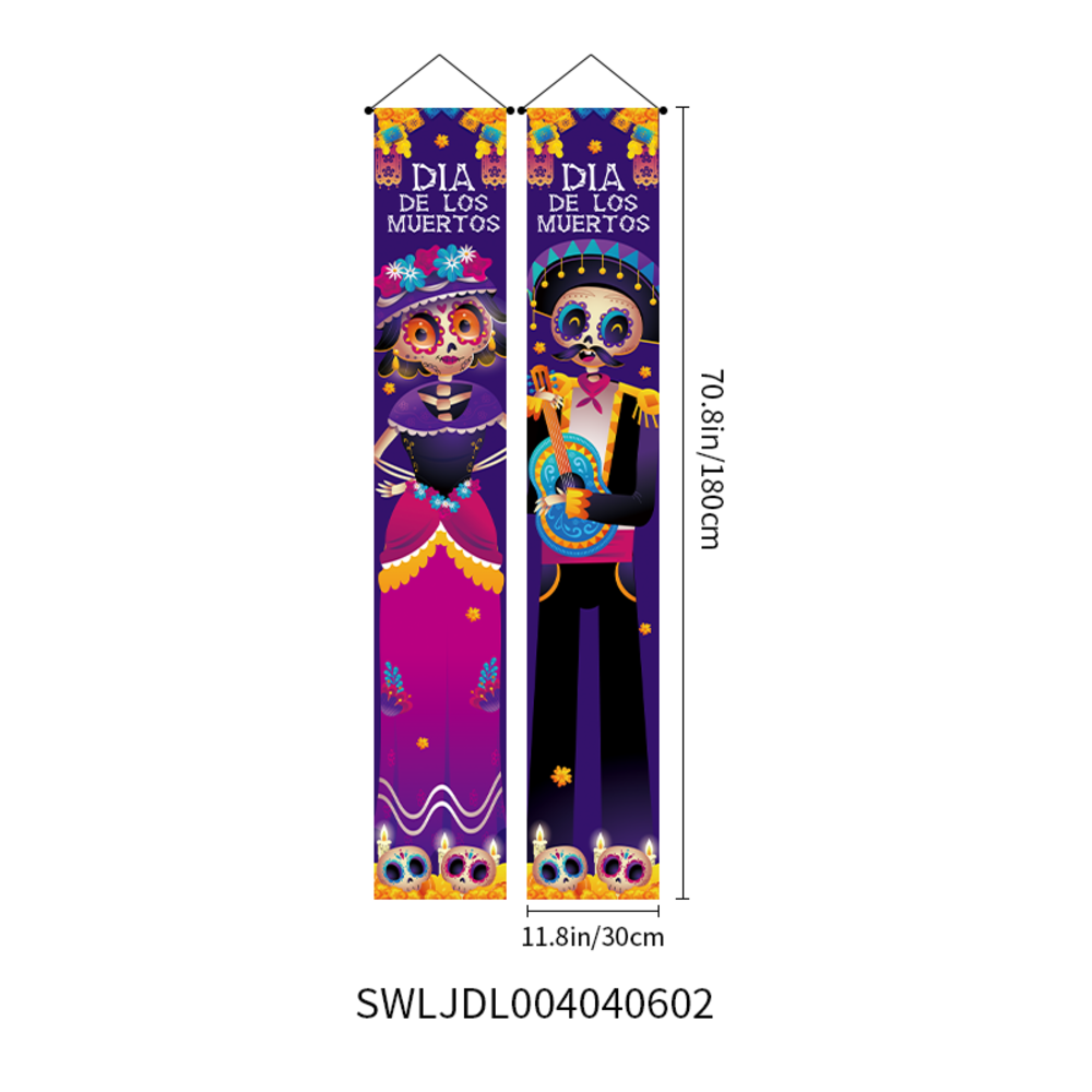 Mexican Day Of The Dead Party Porch Sign Halloween Hanging Door Curtain Banner Picado Papel Mexican Fiesta Sign Party Decoration