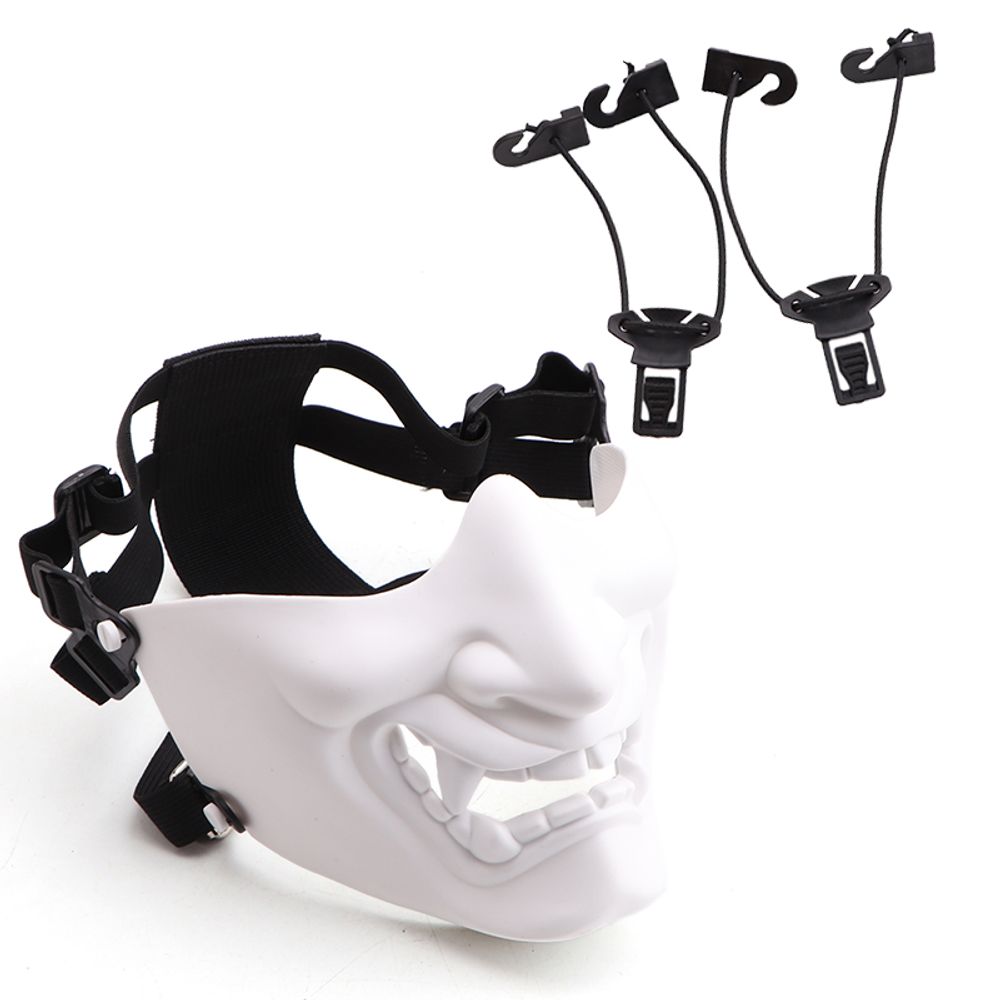 REikirc Masque tactique demi-visage démon samouraï Airsoft BB Gun Masque militaire CS Party Cosplay Halloween Masques