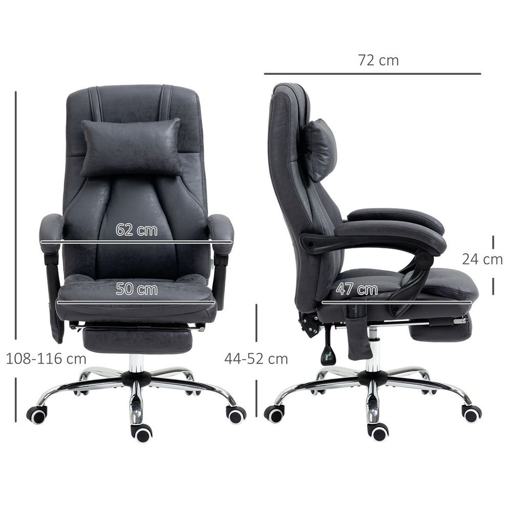 Chaise de bureau de massage à dossier haut Vinsetto avec appui-tête à points de vibration et télécommande