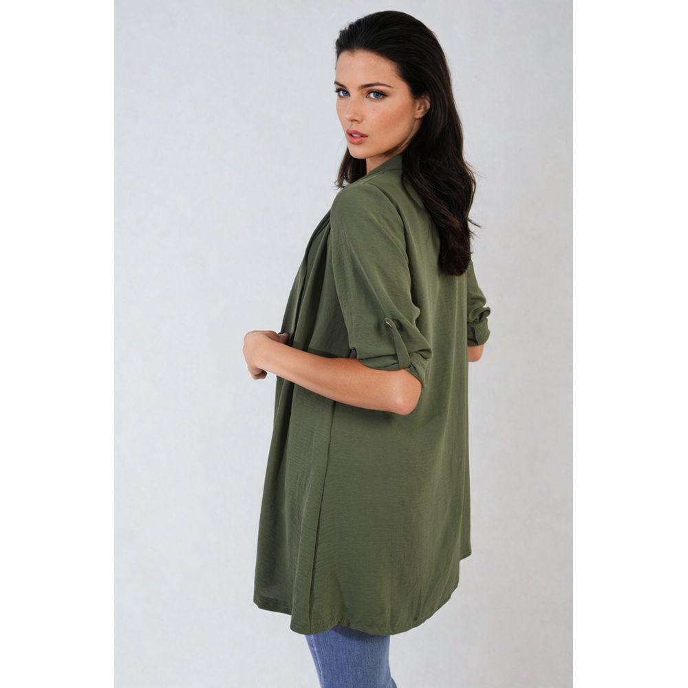 Cardigan ouvert à manches retroussables