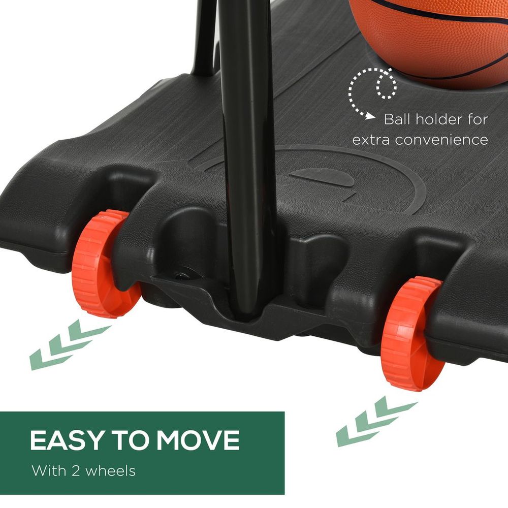 Panier de basket-ball réglable et support pour enfants SPORTNOW avec roulettes, 1,8 à 2 m