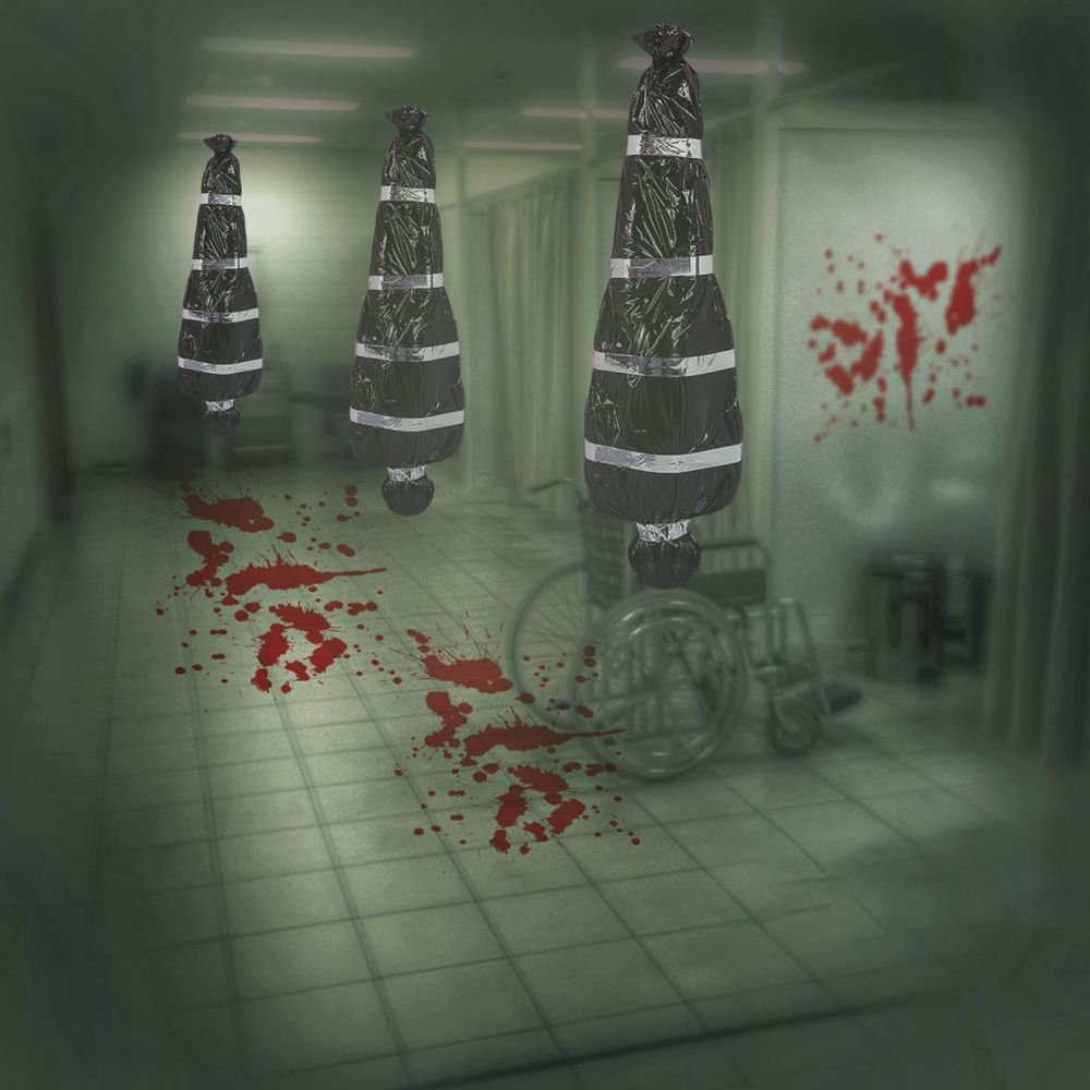 Accessoires de victimes mortes d'Halloween, faux cadavres sanglants d'horreur en plein air, décorations suspendues pour maison hantée, décorations d'horreur d'Halloween