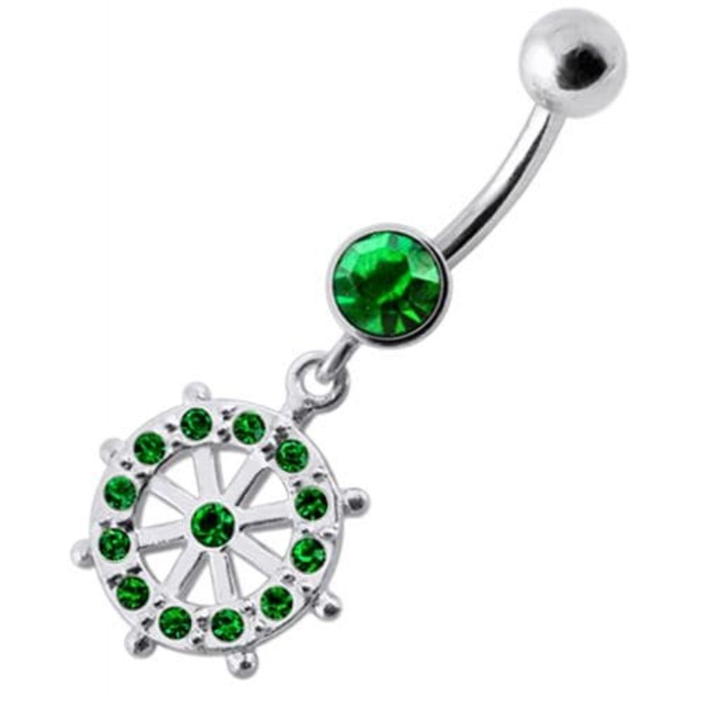 Fancy CZ Jeweled Circle of Life Dangling Navel Belly Ring