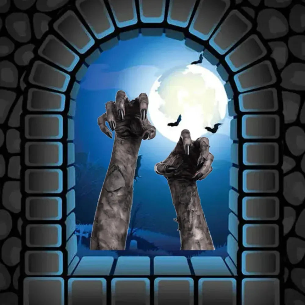 Fournitures de fête d'horreur Décoration de fenêtre d'Halloween Décoration murale de porte d'Halloween Autocollant Sorcière effrayante Décoration d'Halloween pour la maison