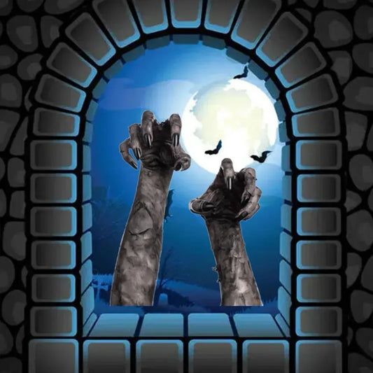 Fournitures de fête d'horreur Décoration de fenêtre d'Halloween Décoration murale de porte d'Halloween Autocollant Sorcière effrayante Décoration d'Halloween pour la maison
