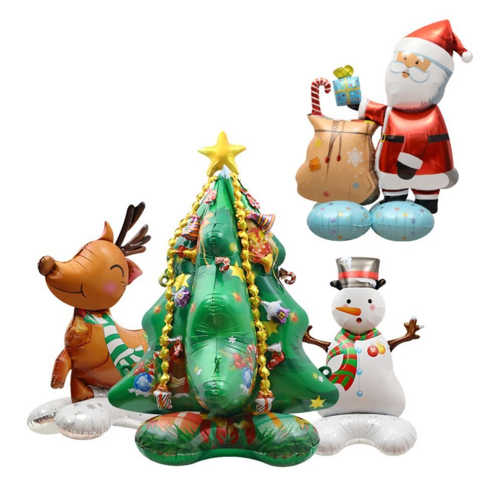 Large Christmas Tree Balloom 4d Christmas Standing Balloon Aluminum Foil Balloon Santa Claus Snowman Balloon Christmas Party