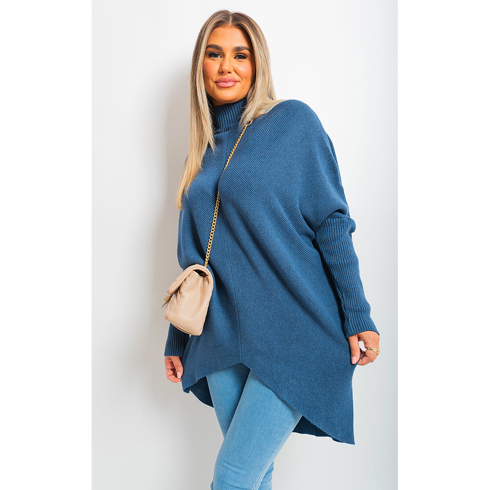 Pull long en maille à col roulé
