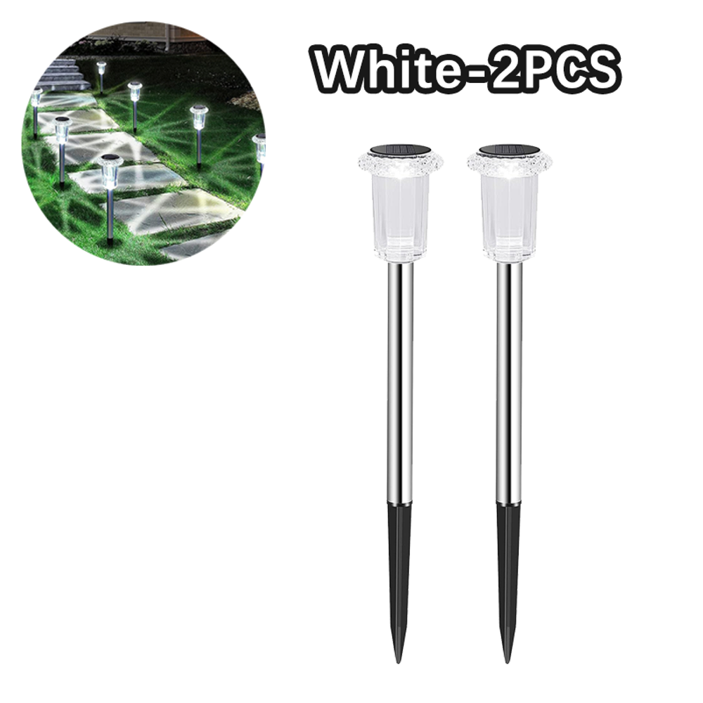 Lampes solaires d'extérieur, veilleuses, lampes solaires étanches en acier inoxydable pour jardin, cour, allée, pelouse, décoration