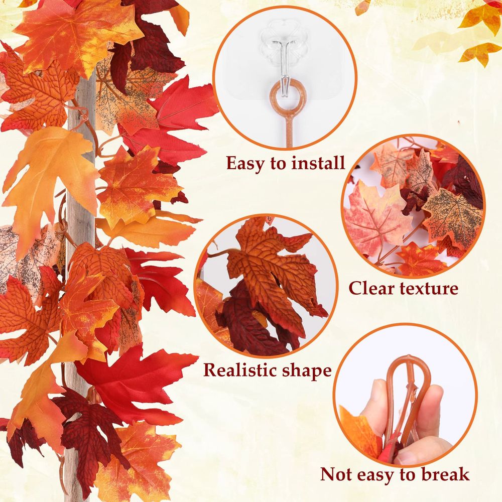 Artificial Fall Maple Leaf Garland Autumn Decor Leaves