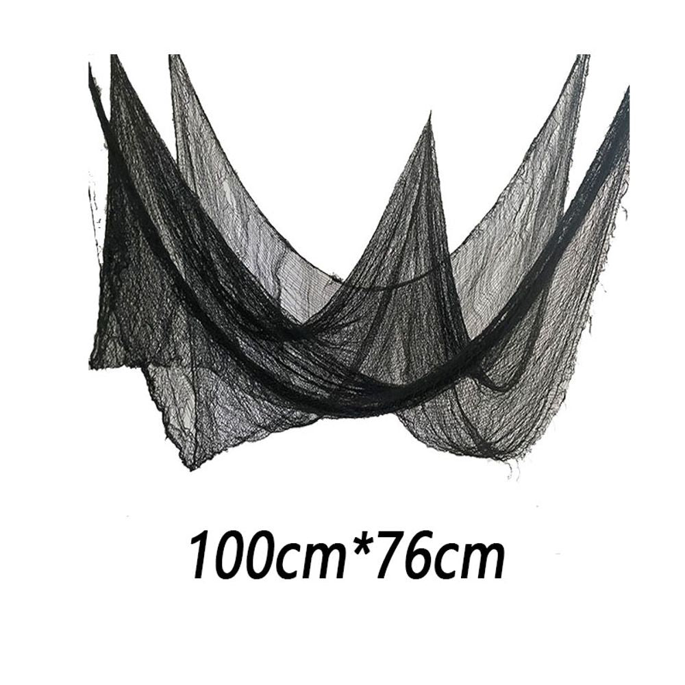 Tissu effrayant pour décoration d'Halloween, accessoire de scène de fête effrayante, maison d'horreur, fenêtre, table, porte, filet, gaze de fil noir et blanc