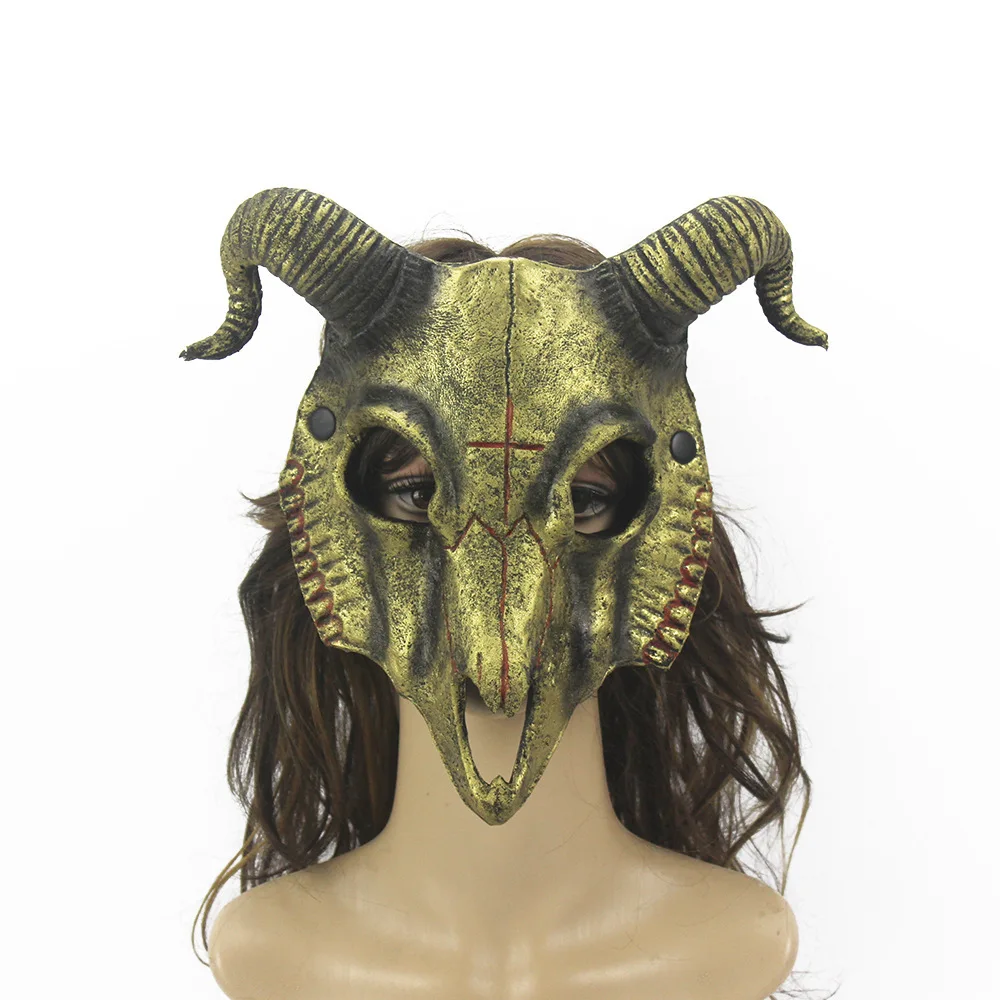 Demon Mask Halloween Masquerade Horror Sheep Skull Horn Head Mask