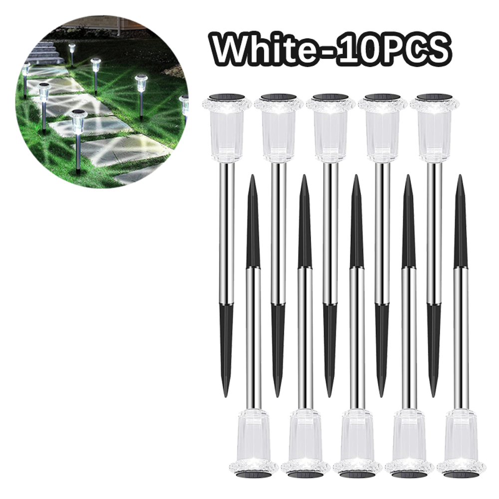 Lampes solaires d'extérieur, veilleuses, lampes solaires étanches en acier inoxydable pour jardin, cour, allée, pelouse, décoration