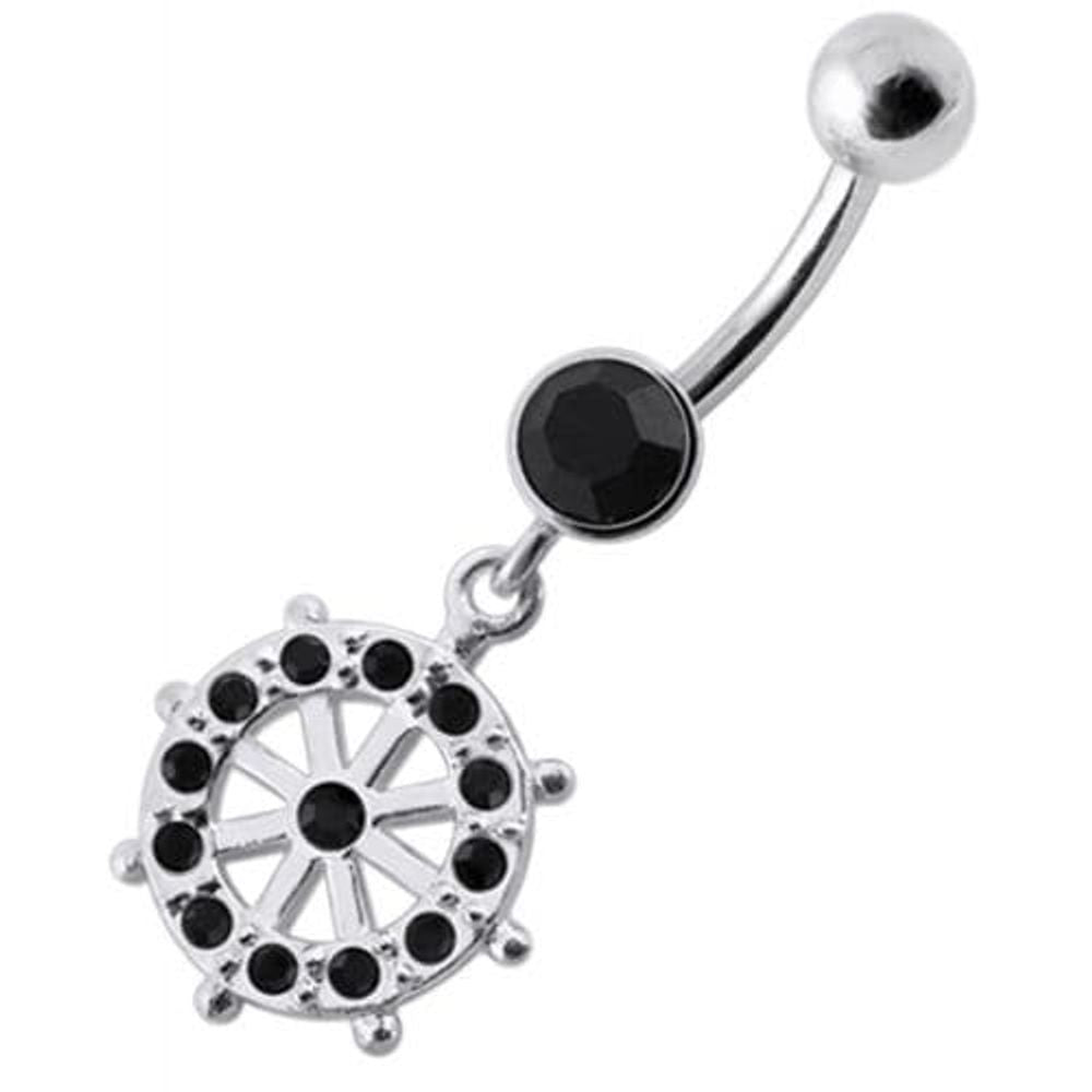 Fancy CZ Jeweled Circle of Life Dangling Navel Belly Ring