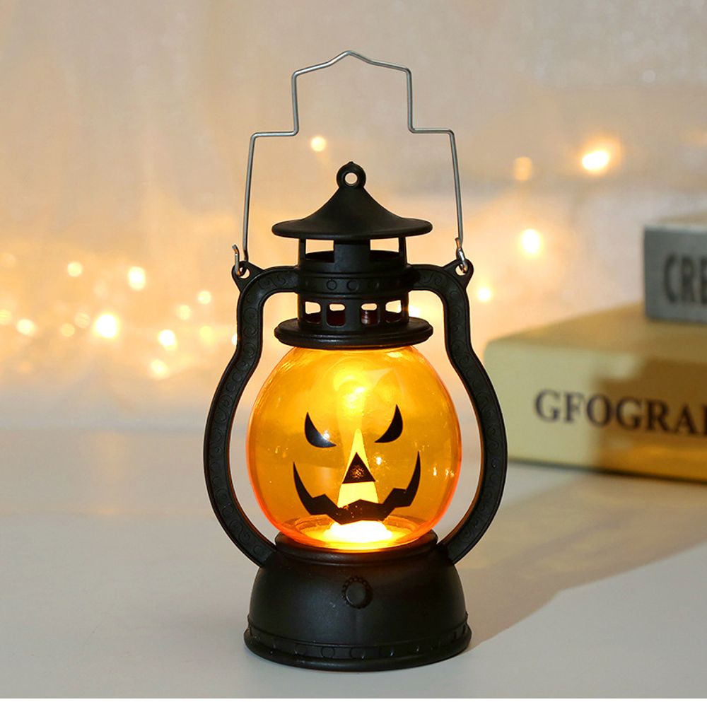 Halloween Pumpkin Lamp Ghost Lamp Horror Candle LED Lamp Retro Small Oil Lamp Horror Props  Halloween Decorations For Home