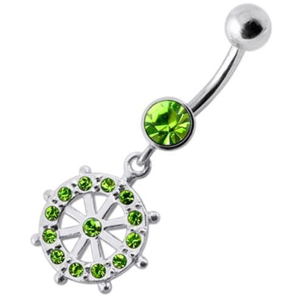 Fancy CZ Jeweled Circle of Life Dangling Navel Belly Ring