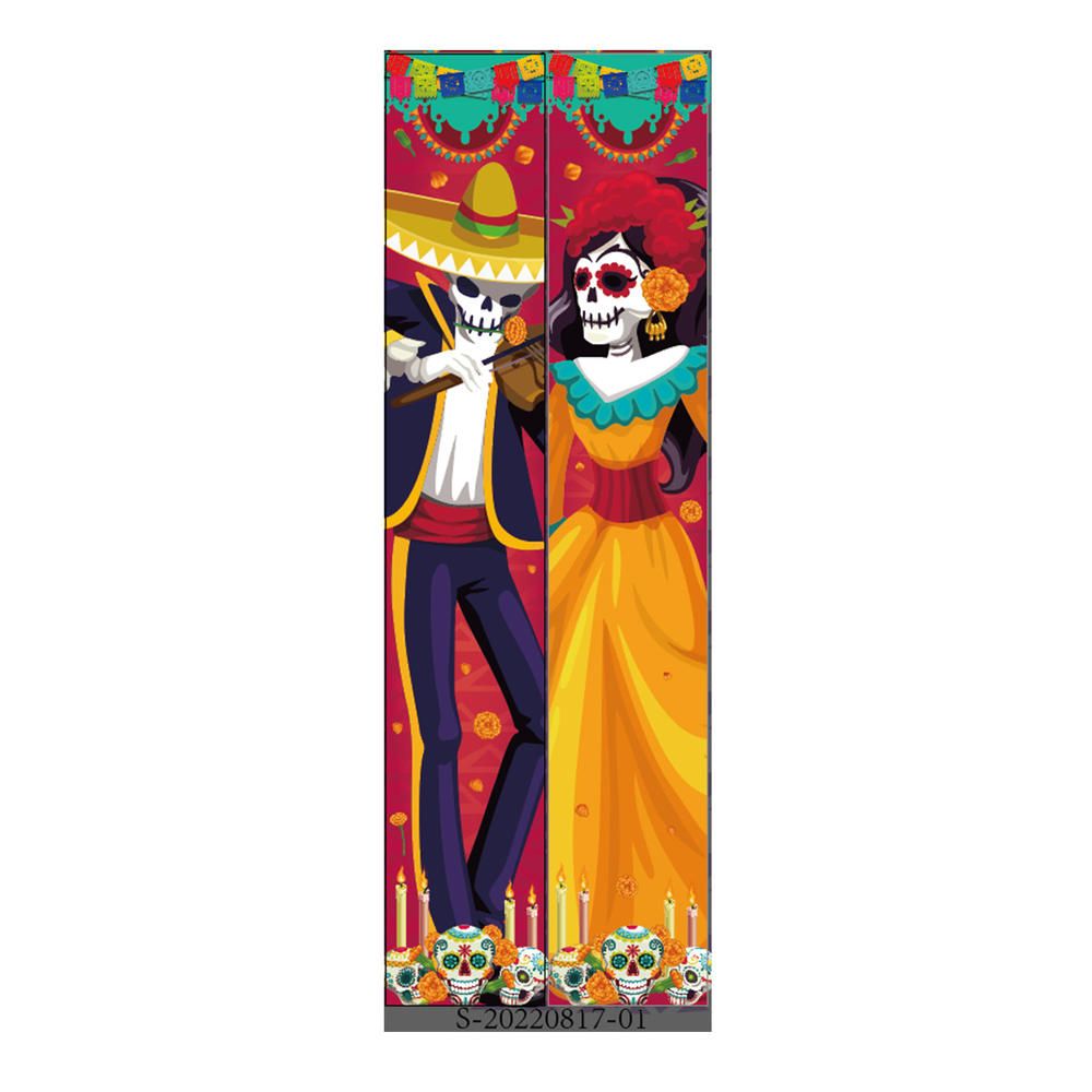 Mexican Day Of The Dead Party Porch Sign Halloween Hanging Door Curtain Banner Picado Papel Mexican Fiesta Sign Party Decoration