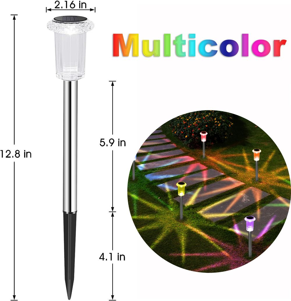 Lampes solaires d'extérieur, veilleuses, lampes solaires étanches en acier inoxydable pour jardin, cour, allée, pelouse, décoration