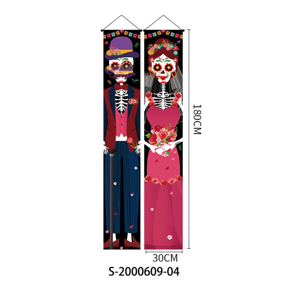 Mexican Day Of The Dead Party Porch Sign Halloween Hanging Door Curtain Banner Picado Papel Mexican Fiesta Sign Party Decoration