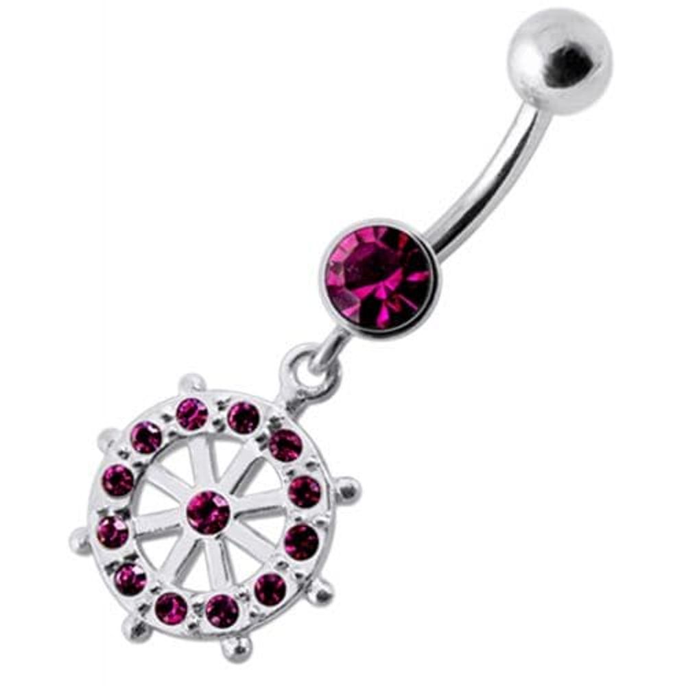 Fancy CZ Jeweled Circle of Life Dangling Navel Belly Ring