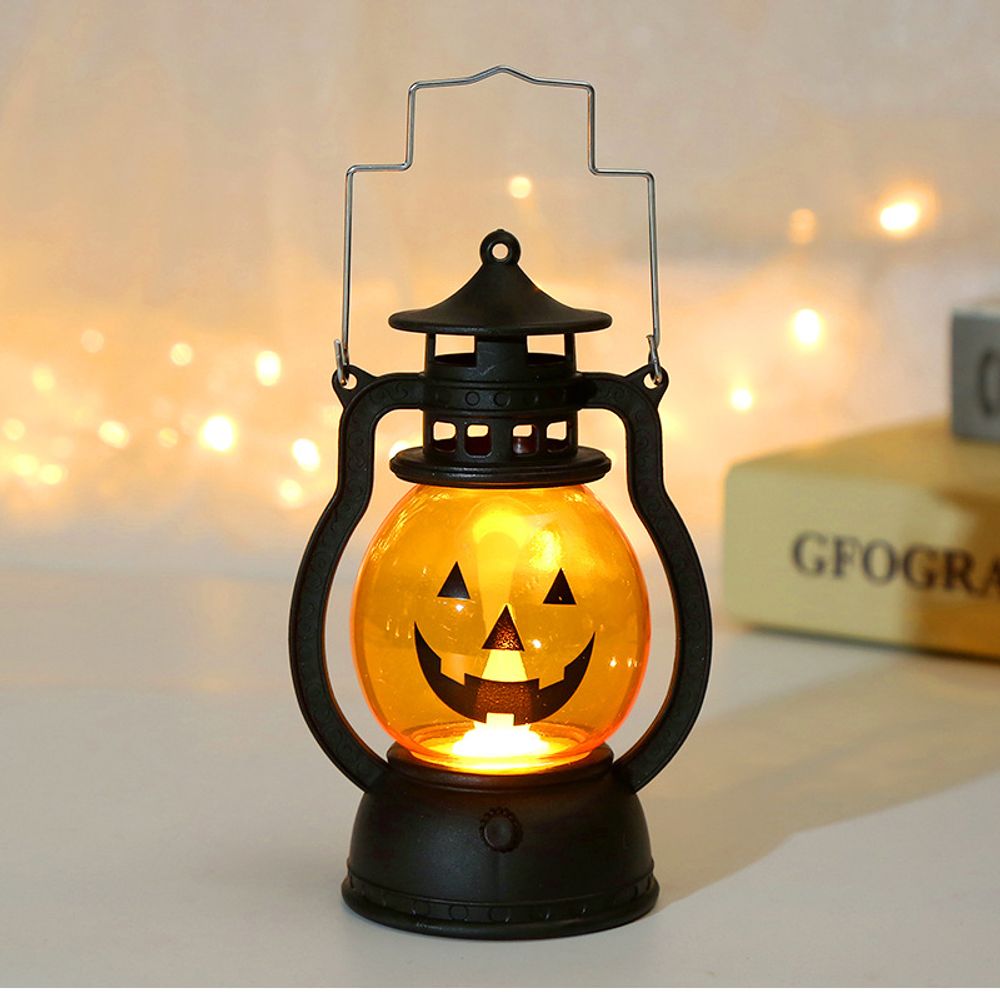 Halloween Pumpkin Lamp Ghost Lamp Horror Candle LED Lamp Retro Small Oil Lamp Horror Props  Halloween Decorations For Home