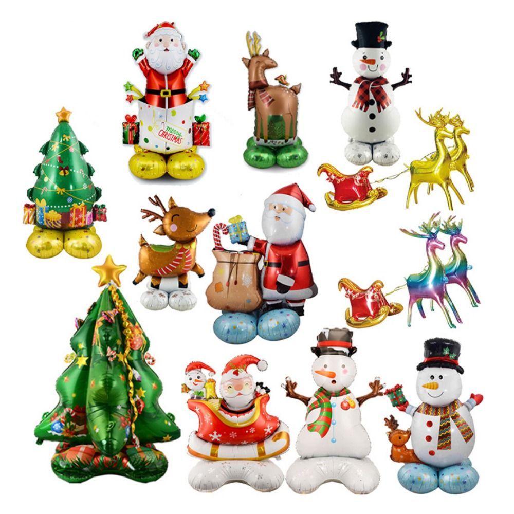 Large Christmas Tree Balloom 4d Christmas Standing Balloon Aluminum Foil Balloon Santa Claus Snowman Balloon Christmas Party