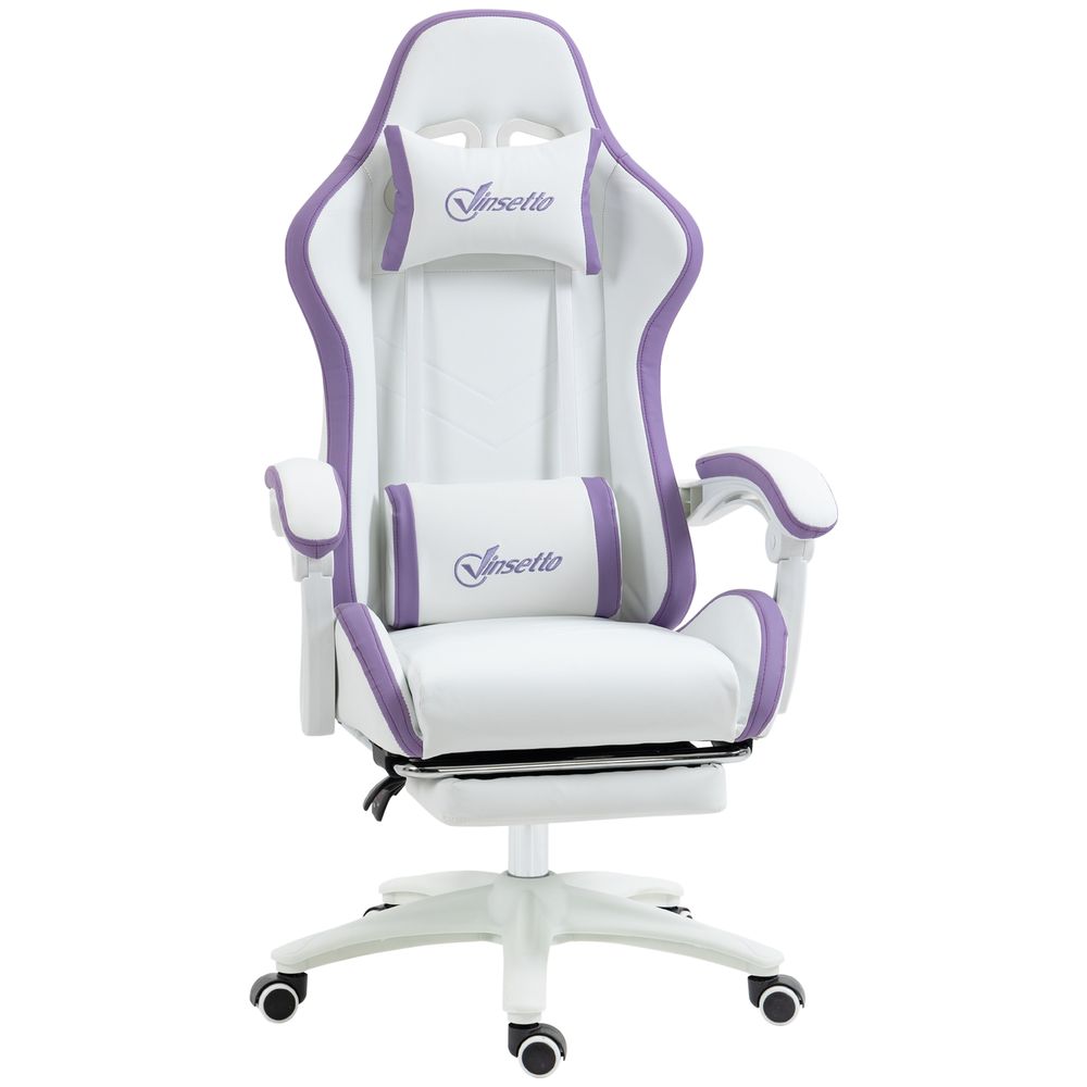 Chaise de jeu de style course Vinsetto avec repose-pieds inclinable, violet