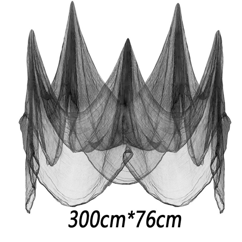 Tissu effrayant pour décoration d'Halloween, accessoire de scène de fête effrayante, maison d'horreur, fenêtre, table, porte, filet, gaze de fil noir et blanc