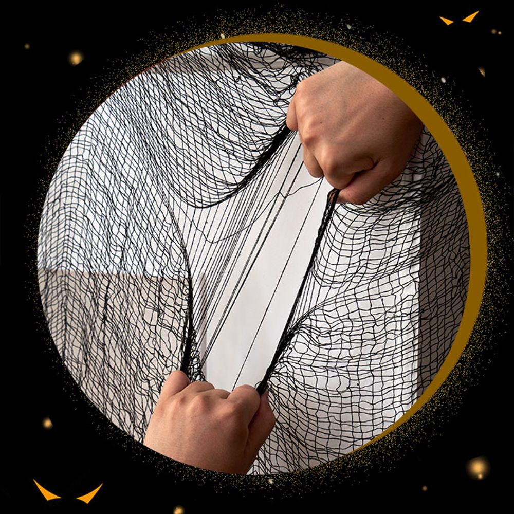 Tissu effrayant pour décoration d'Halloween, accessoire de scène de fête effrayante, maison d'horreur, fenêtre, table, porte, filet, gaze de fil noir et blanc