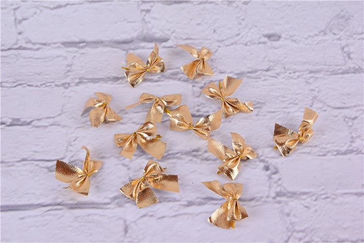 Red Simple Small Flocking Christmas Bow 6cm x 12