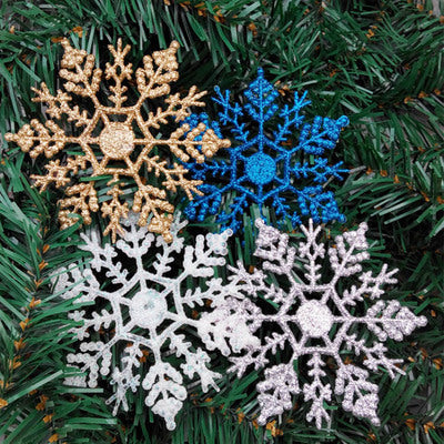 Christmas Tree 10CM Hanging Snowflakes x 12 - Various Colours