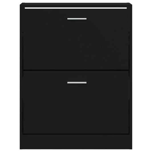 vidaXL Shoe Cabinet Black 59x17x81 cm Engineered Wood