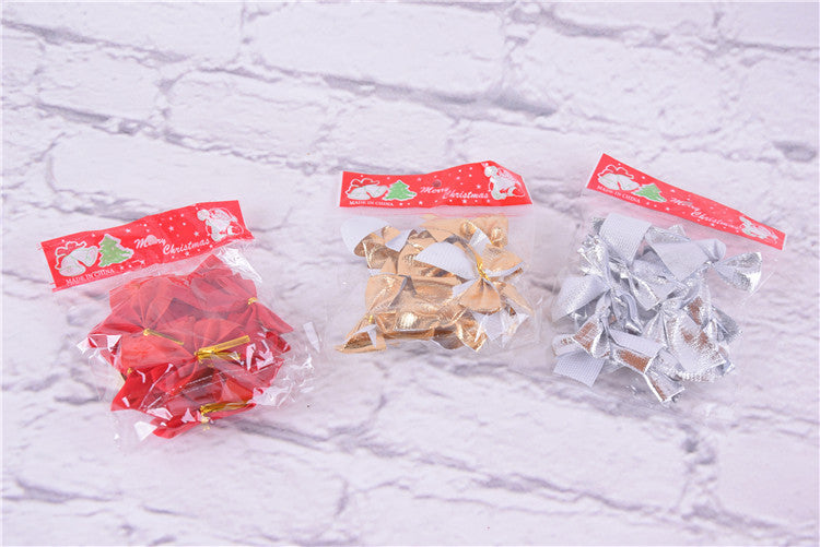 Red Simple Small Flocking Christmas Bow 6cm x 12