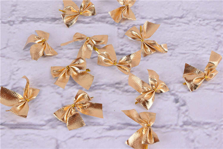 Red Simple Small Flocking Christmas Bow 6cm x 12