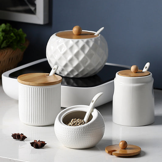 Kitchen ceramic seasoning jars