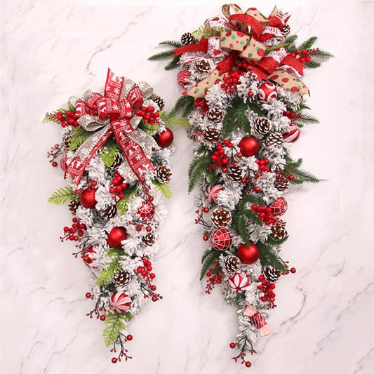 Upside Down Christmas Tree Rattan Door Hanging Garland