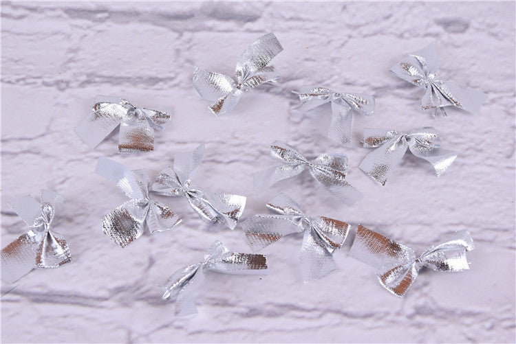 Red Simple Small Flocking Christmas Bow 6cm x 12