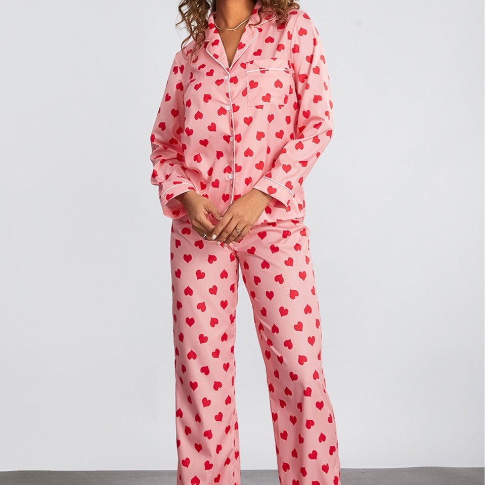 Pink Love Heart Cute Loungewear Suit